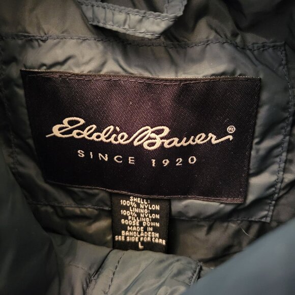 Eddie Bauer Goose Down Insulated Puffer Vest Blue L Full Zip Warm Lightweight - Picture 4 of 6